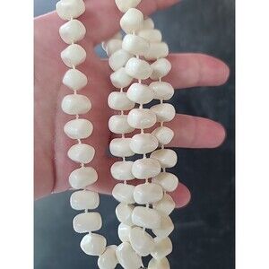 White Enamel Beaded Necklace, Vintage Costume Jewelry, READ DESCRIPTION